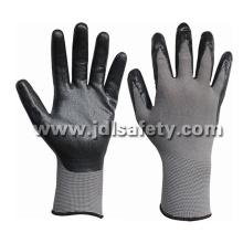 Nylon gris de punto guantes con nitrilo espuma transpirable negro (N1566BRF) de la capa de trabajo